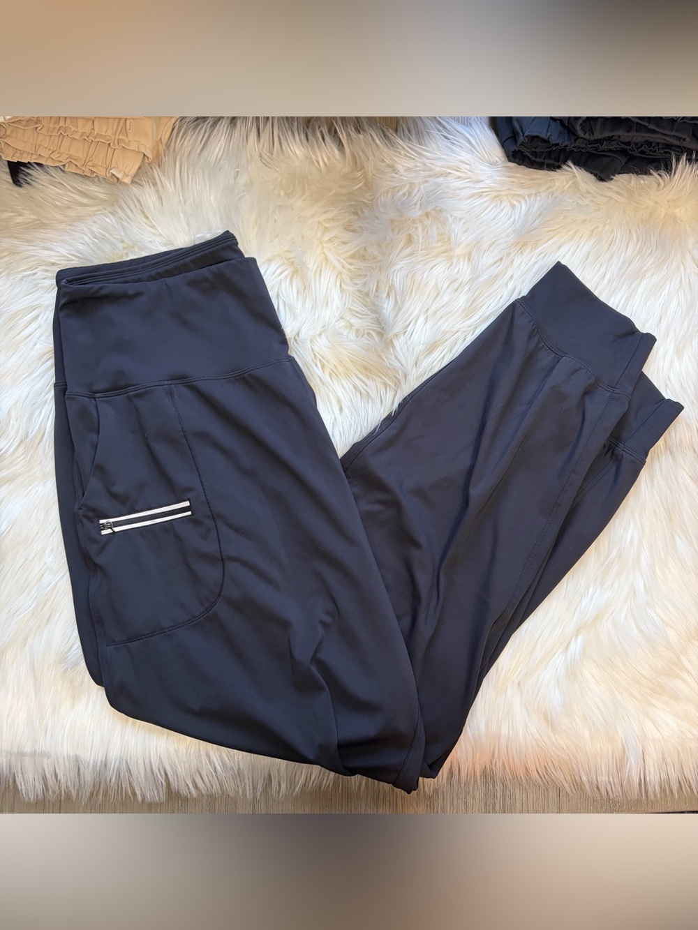 Amazon Black Track Joggers with Side Zip Pocket